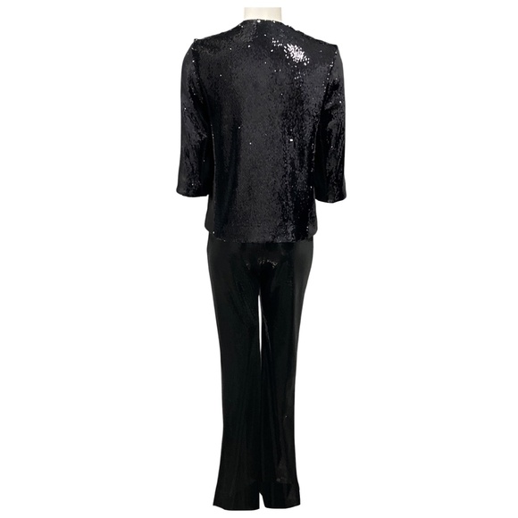 GALVAN LONDON BLACK SEQUINED JACKET AND PANTS SUIT SET - Picture 3 of 6